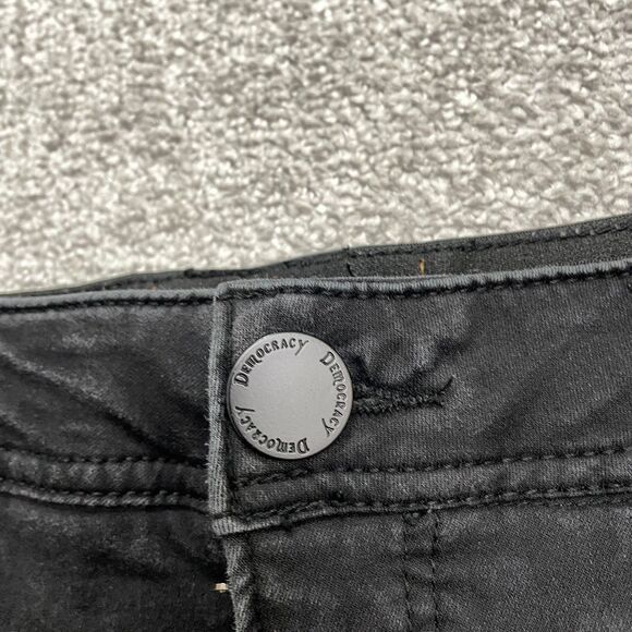 Democracy AB Technology Skinny Denim Jeans Womens 10 Black Mid Rise Casual 34x27 - Picture 3 of 12